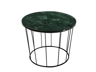 Loftowy stolik z pięknym zielonym kamiennym blatem
