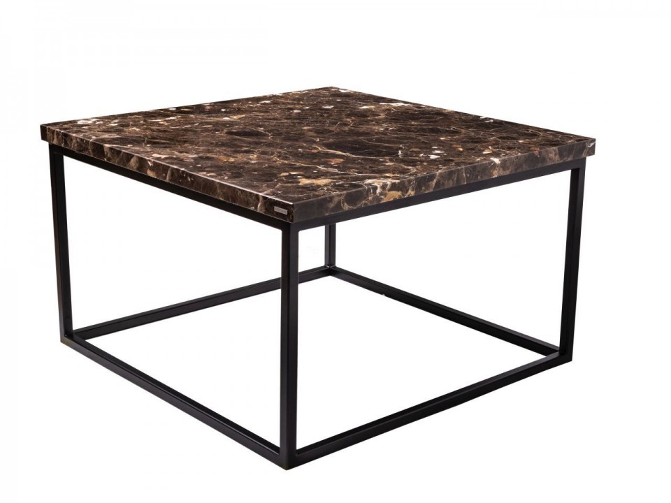 Brązowy, marmurowy stolik kawowy do salonu. Wymiar 72x72x43 cm, producent Artigiano