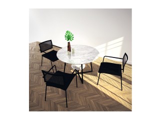 Stół do jadalni w stylu nowoczesnym z blatem marmurowym Carrara.