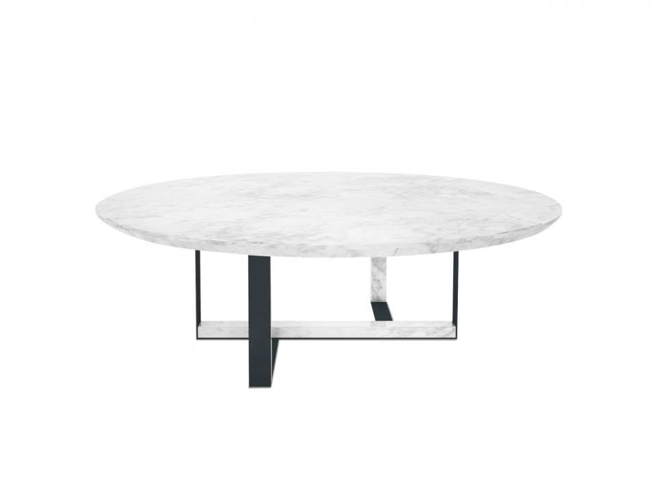 Okrągły stolik kawowy Circle-C marmurowy blat średnica 120cm, nogi antracyt
