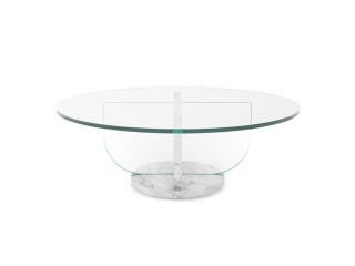 Okrągły stolik marmurowy Sphere z blatem szklanym średnica 90cm